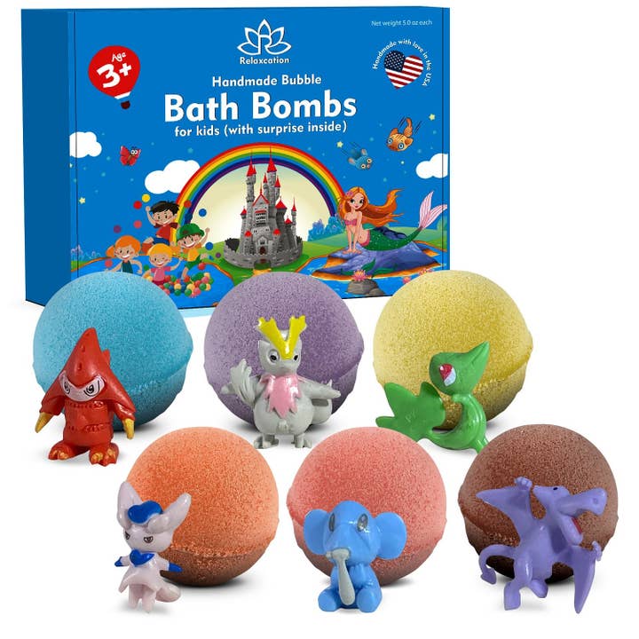 Relaxcation - Wholesale Bruisbal/schuim - 6 badbommen voor kinderen met porren in elke bom Perfecte cadeauset - 5 oz grote badbruisingen met leuk bubbeleffect - voor jongens en meisjes