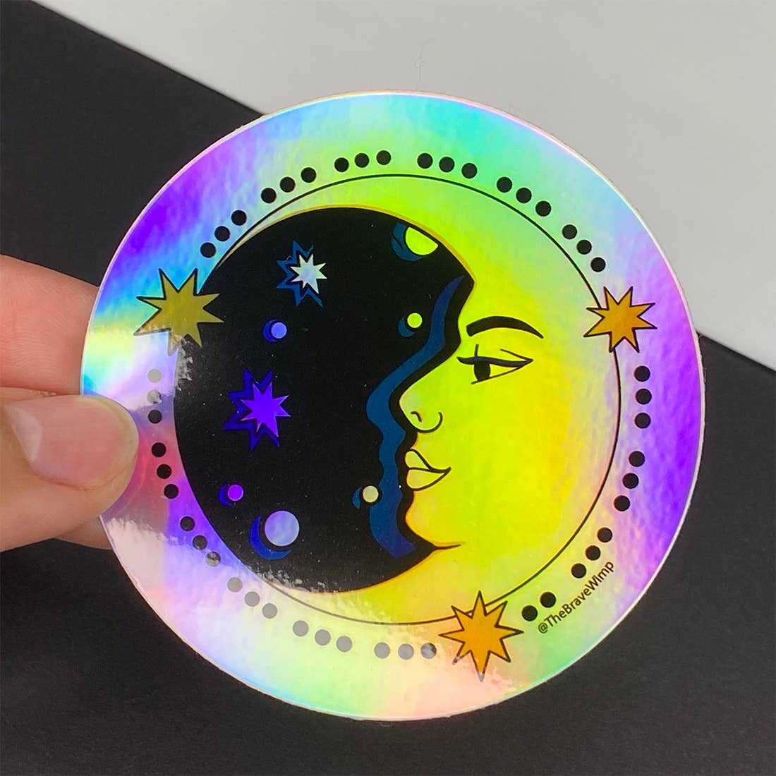 Brave Wimp - Venta al por mayor Pegatina - Pegatina de Holograma Vintage Luna1