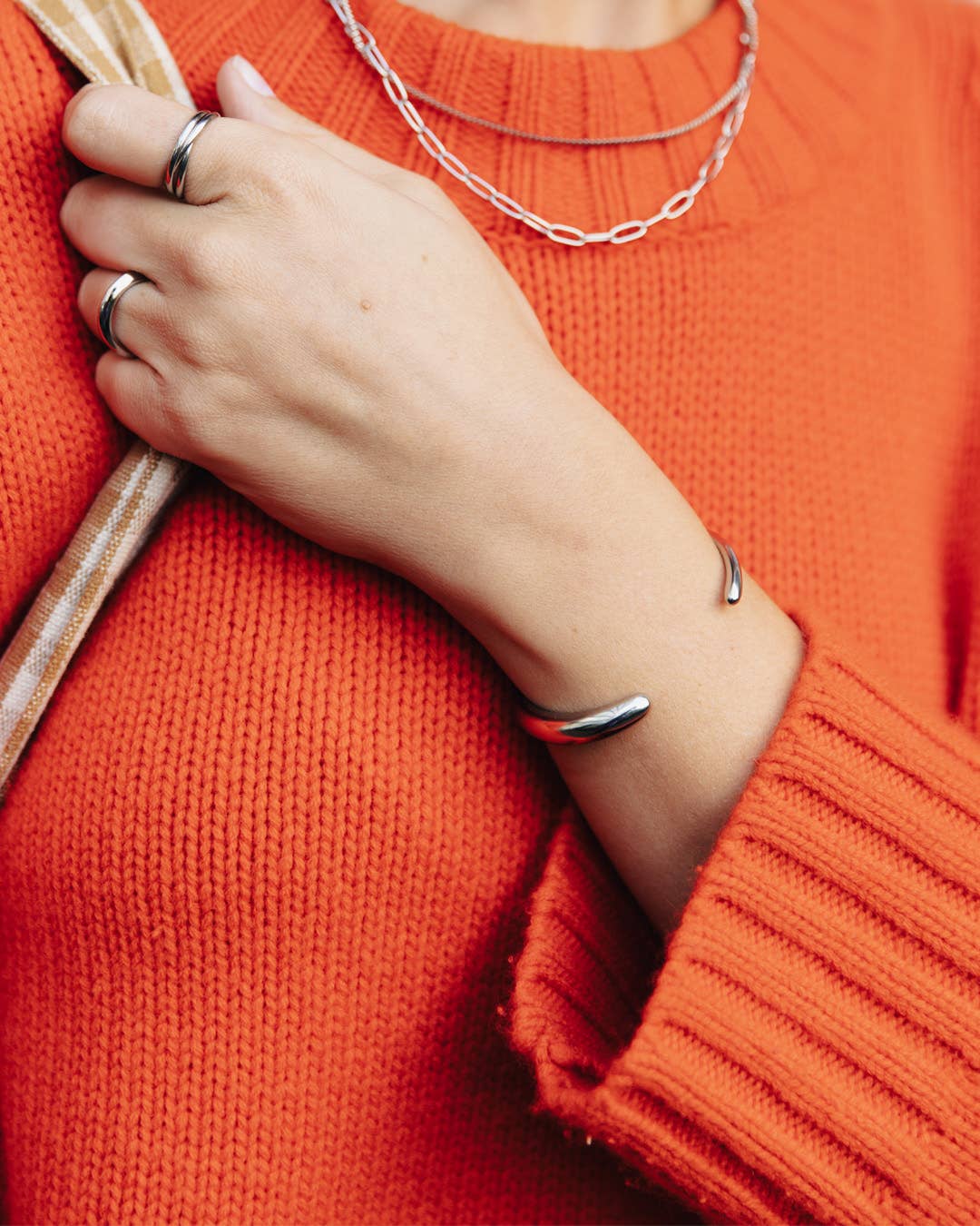 Nordic Muse - Wholesale Cuff Bracelet - Silver Bold Fluid Bangle, Waterproof4