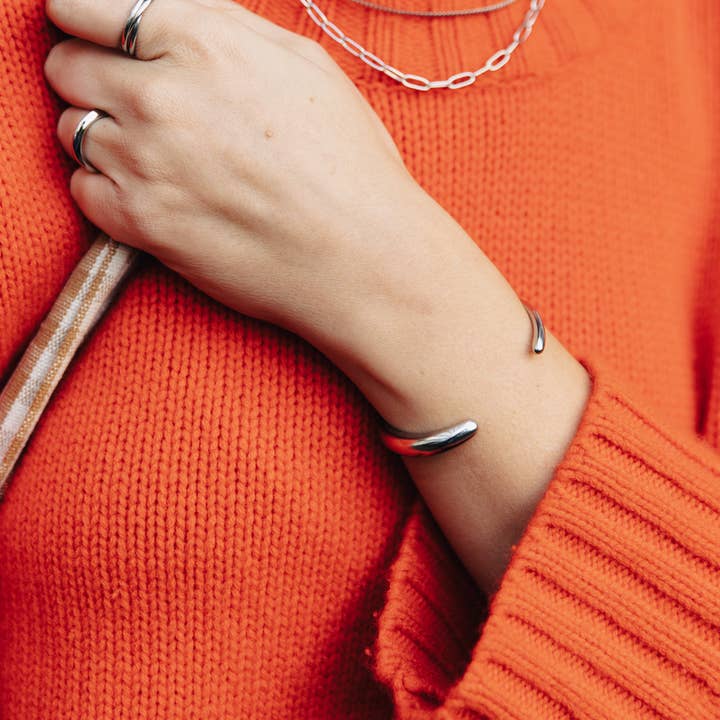 Nordic Muse - Vendita all'ingrosso Bracciale a polsino - Bracciale rigido Silver Bold Fluid, impermeabile4