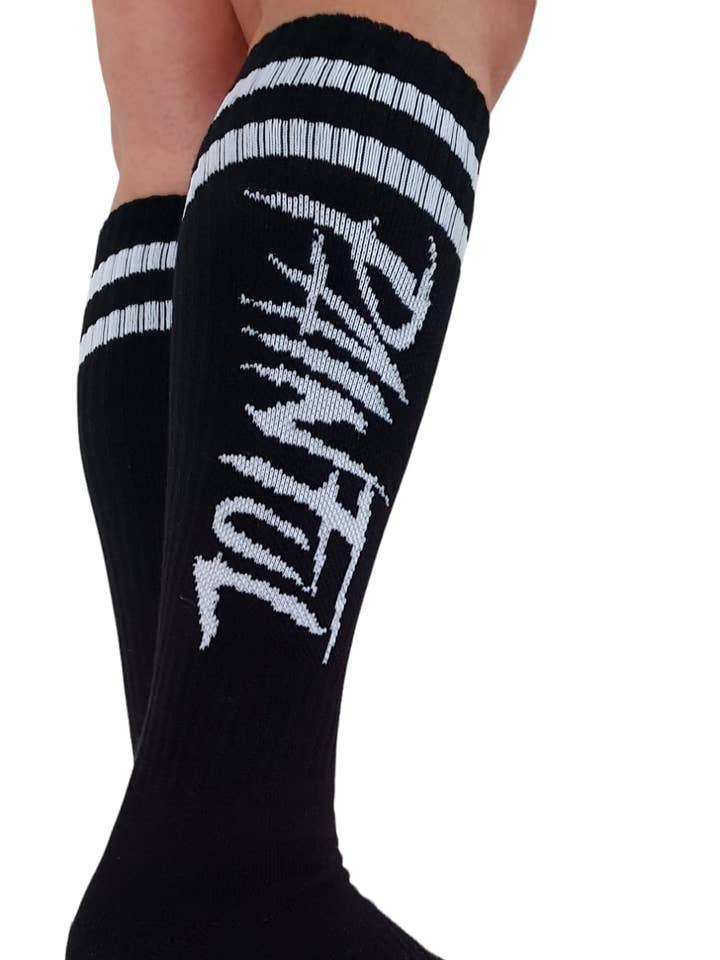 BLACK HIGH SOCKS for wholesale by Painful Clothing