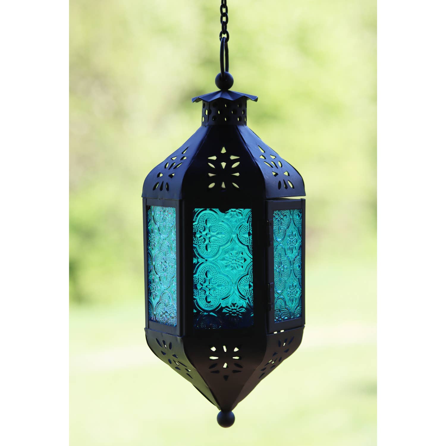 WholesaleMart - Wholesale Candle Holder - Hanging Moroccan Lamp Lantern Candle Holder, Blue0