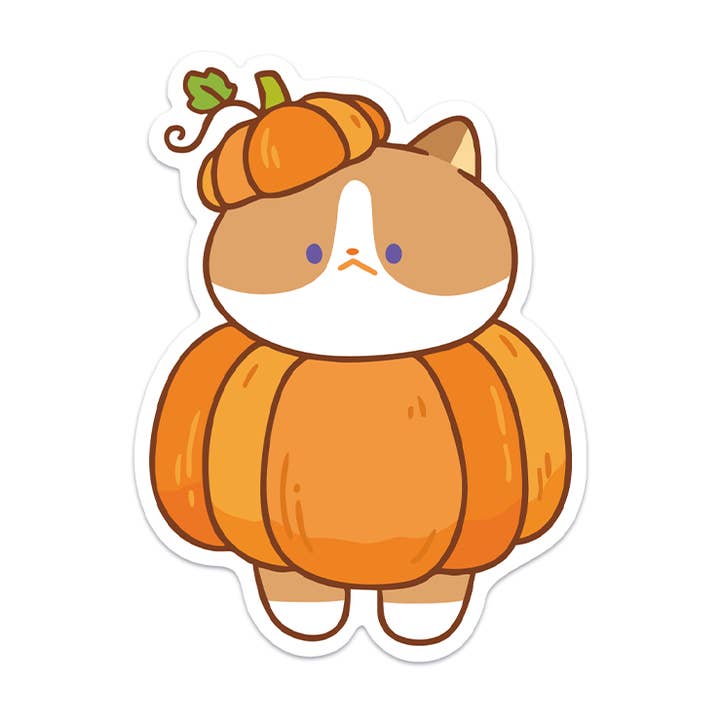 Græskar Kat II Vandtæt Vinylklistermærke for engroshandel hos Meowashi Studio