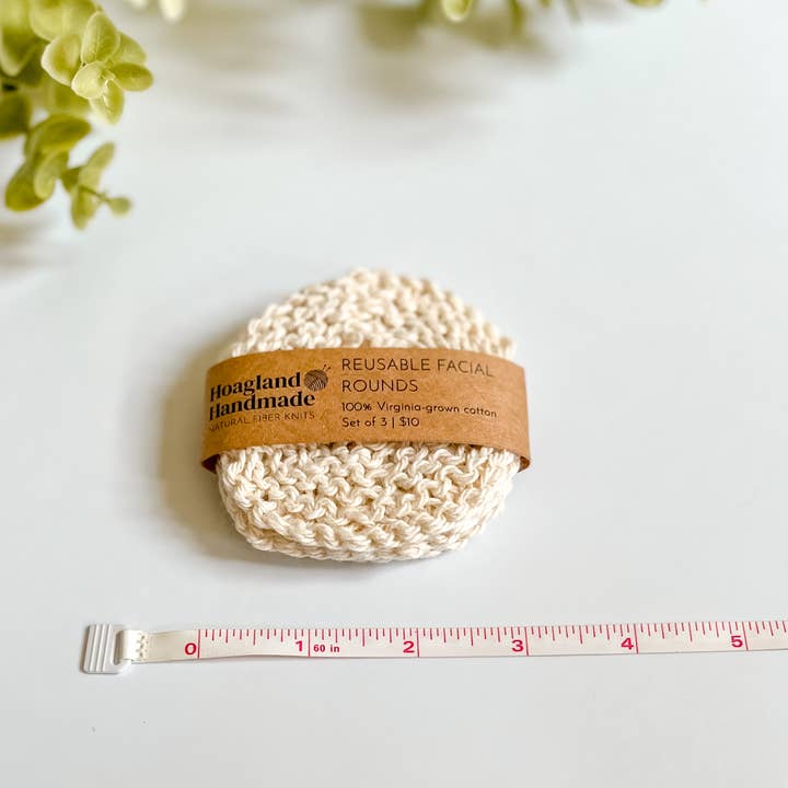 Hoagland Handmade - Wholesale Cotton Pad - Virginia-grown cotton reusable facial rounds (5 per set)1