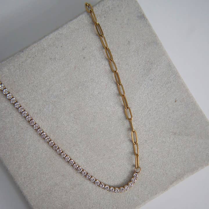JESSA Jewelry - Wholesale Link & Chain Necklace - Celine Necklace | CZ Paperclip Necklace3