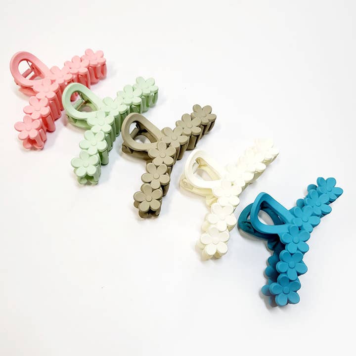 Matte Color Flower Hair Claw Clip for wholesale on Faire