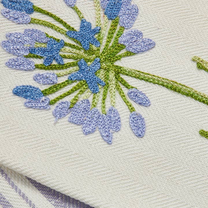 BUSATTI - Wholesale Dishcloth - BLUE FLOWER - TWO STRAWBERRIES EMBROIDERED KITCHEN TOWEL