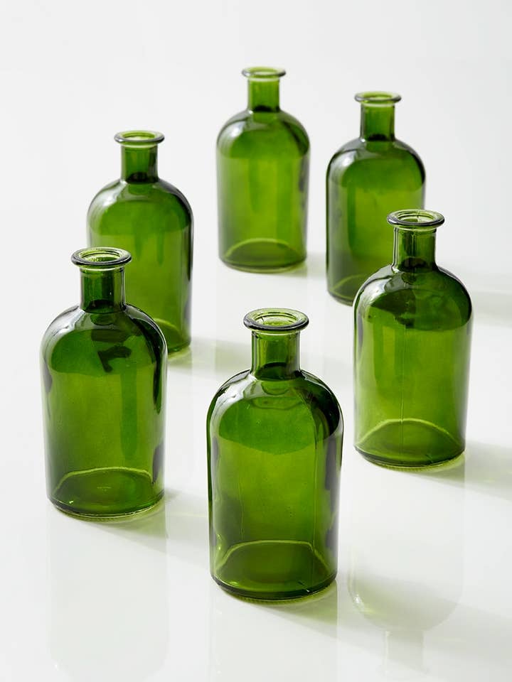 Dark Green Medicine Bottle Bud Vase for wholesale by Jamali Garden