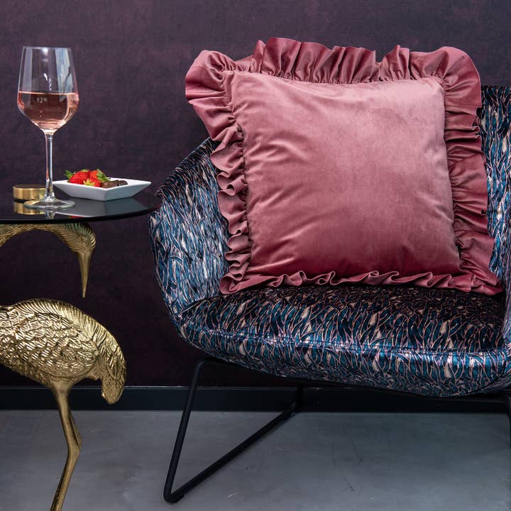 Melli Mello - Wholesale Throw/Decorative Pillow - Melli Mello Velvet Ruffle Sierkussen Groot Roze5