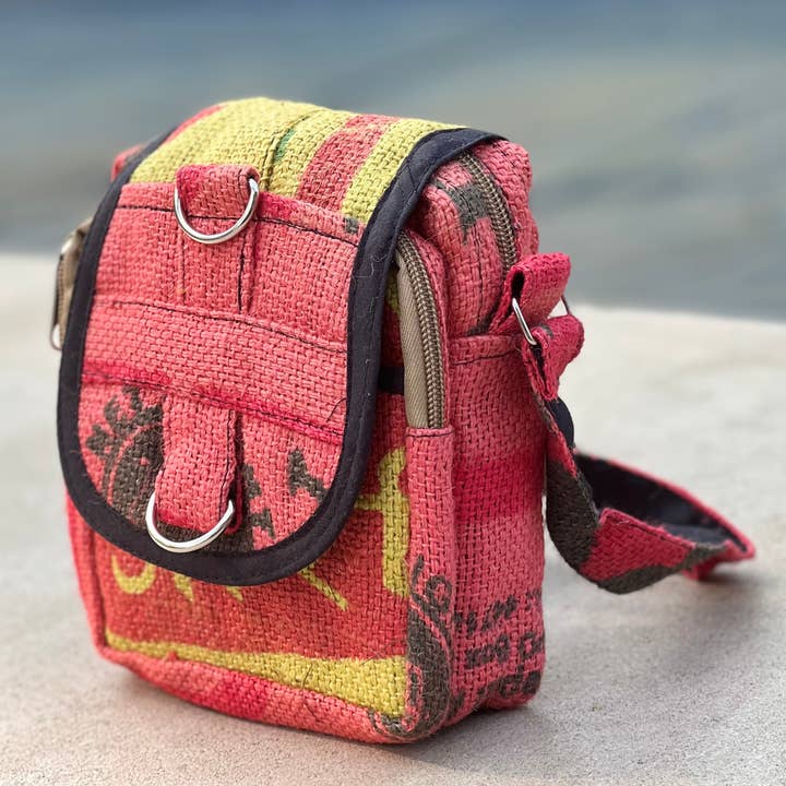 Hemp Handmade Hippie Small Cross Body Bag, Passport Bag for wholesale by Lungta Imports