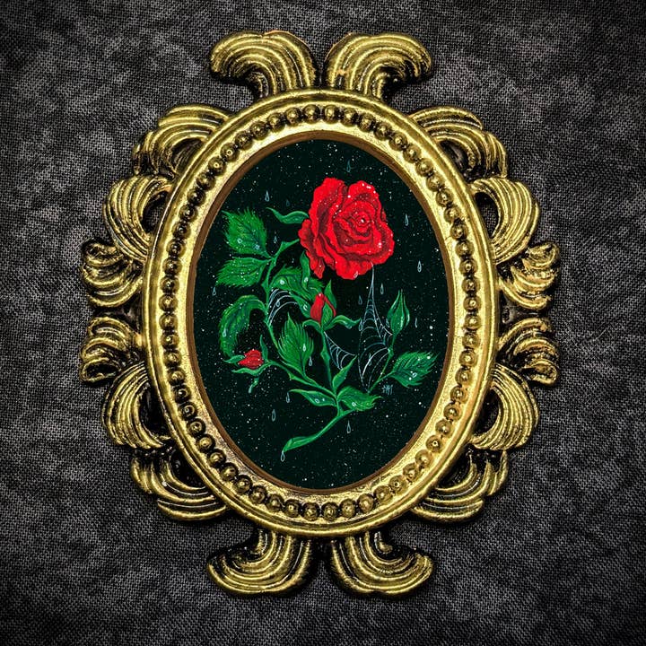 Petit tableau encadré Rose palmée pour la vente par Meagan Meli Illustration