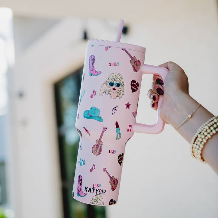 Light Pink Music Girl Eras Icons Wholesale 38 Oz Tumbler for wholesale on Faire