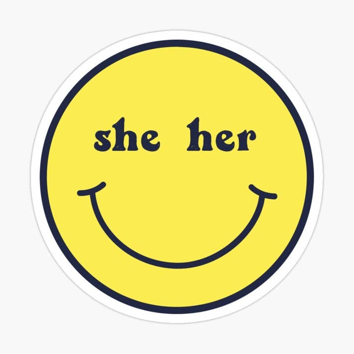 pronoun smiley vinyl sticker for wholesale by MOLLY SMILES