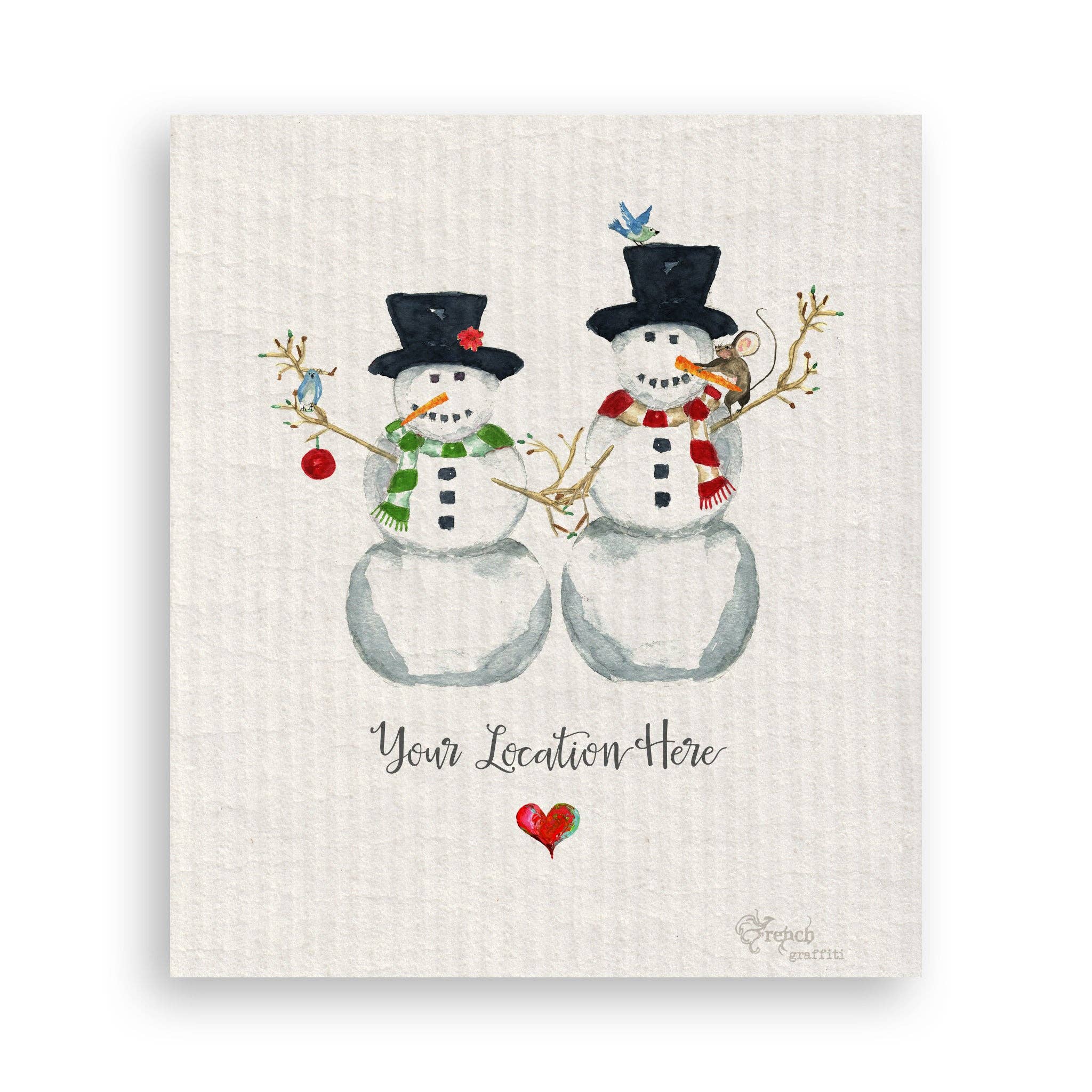 French Graffiti – Großhandel Geschirrtücher – Schneemänner bringen mein Herz mit dem Standort zum Schmelzen16