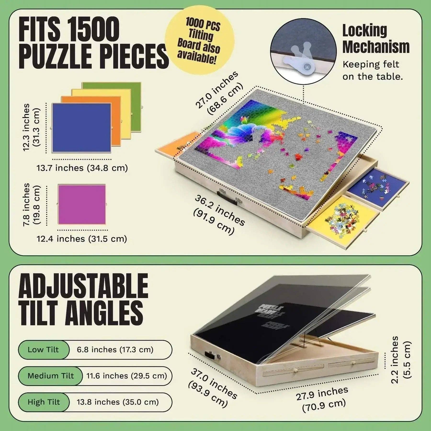 Puzzle Ready - Wholesale Puzzle - Adult - Puzzle Table – The Perfect Tilting Jigsaw Puzzle Table with Drawers and Cover4