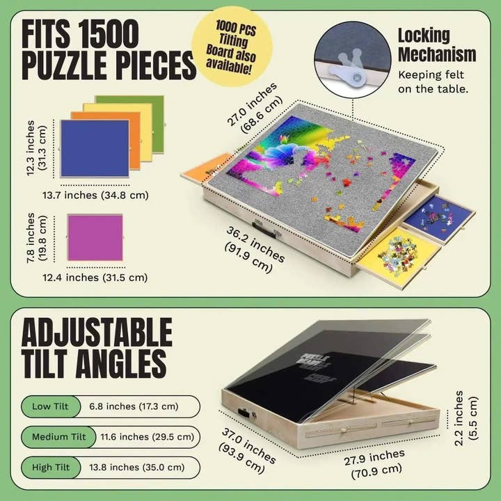 Puzzle Ready - Wholesale Puzzle - Adult - Puzzle Table – The Perfect Tilting Jigsaw Puzzle Table with Drawers and Cover4