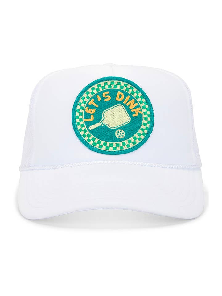 Pickle Ball Trucker Hat in White for wholesale by Friday Feelin'