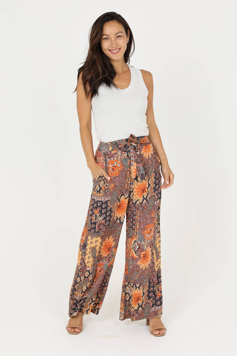 Nostalgia - Wholesale Pants - Women's - N5C71-W909 PRINTED WIDE LEG PANTS WITH ELASTIC WAISTBAND5