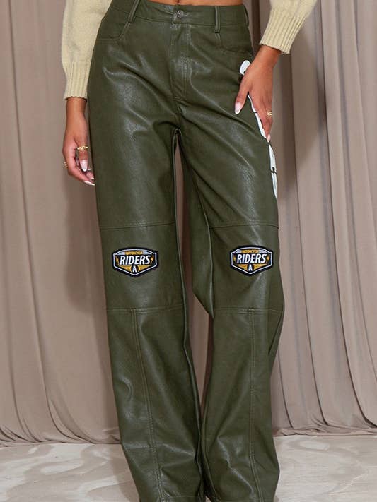 Rider’s Route Vegan Faux Leather Moto Pants for wholesale by Rehab Lab