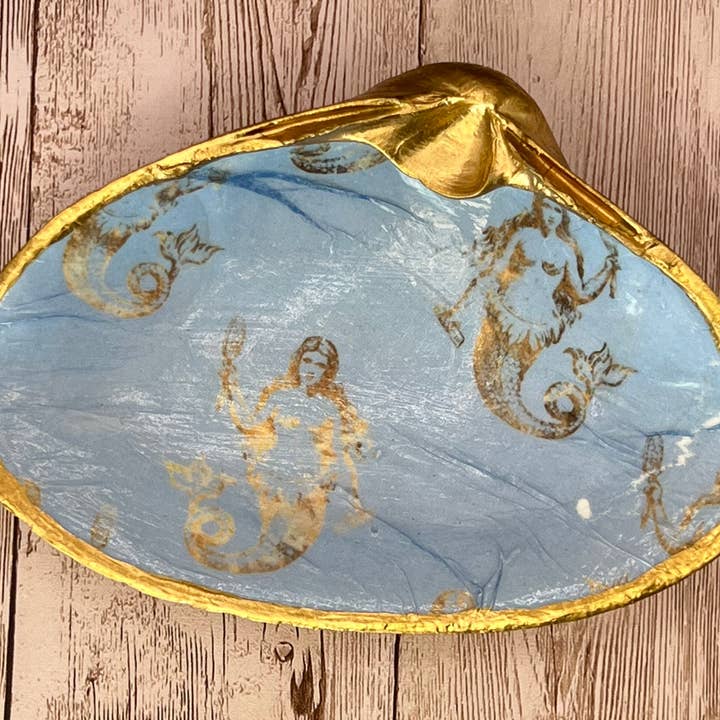 Large Clam Shell Ring Dish with Mermaids for wholesale by Zo Pi Designs