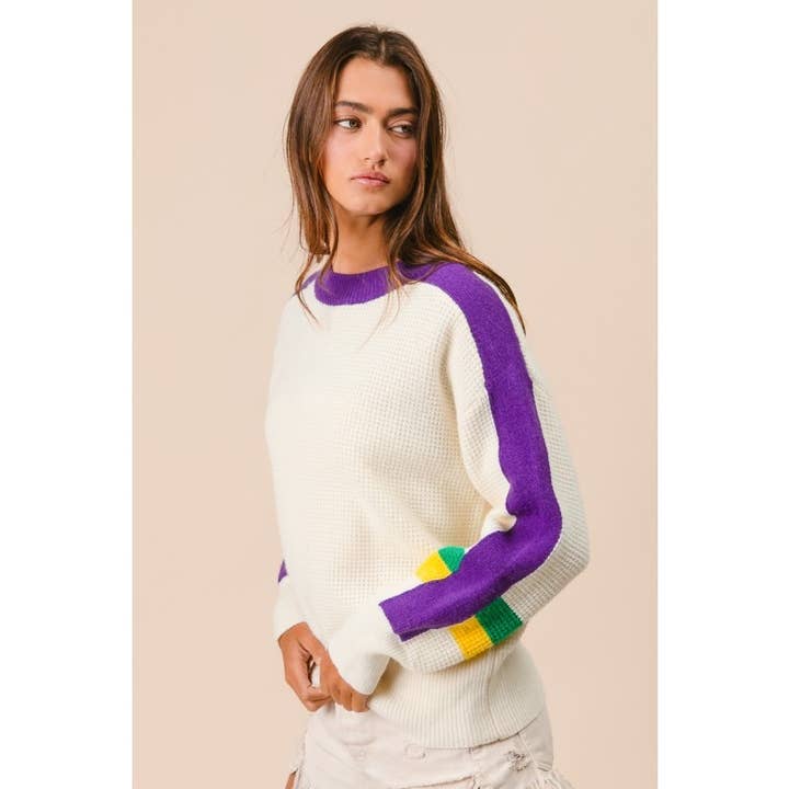 GRÄDDE Mardi Gras färgblocktröja för wholesale på Faire7