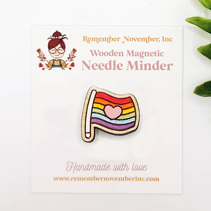 Pride Flag Needle Minder, Wooden Magnetic Needle Minder for wholesale by Remember November, Inc