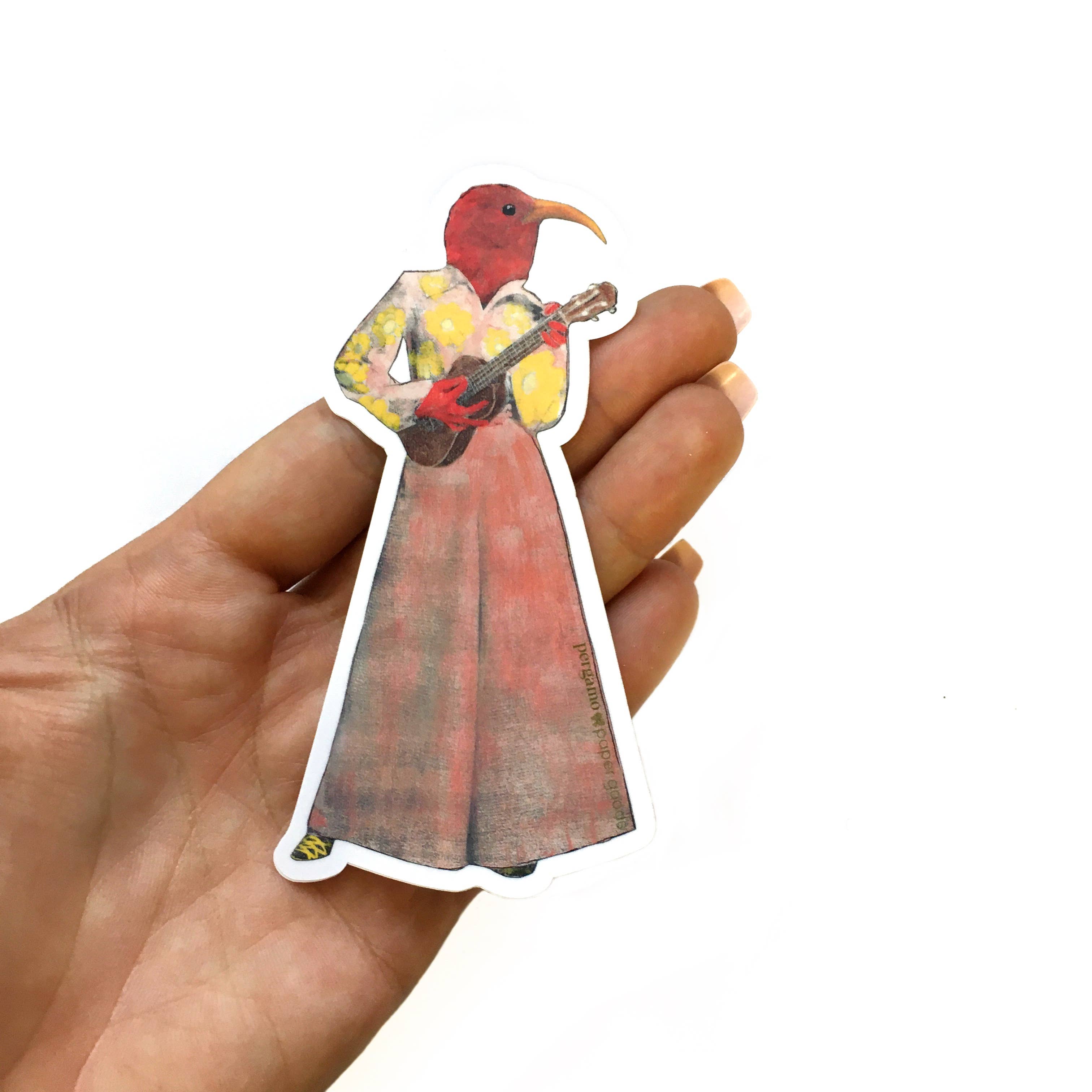 Pergamo Paper Goods - Wholesale Sticker - Ukulele Bird Illustrated Animal Vinyl Sticker