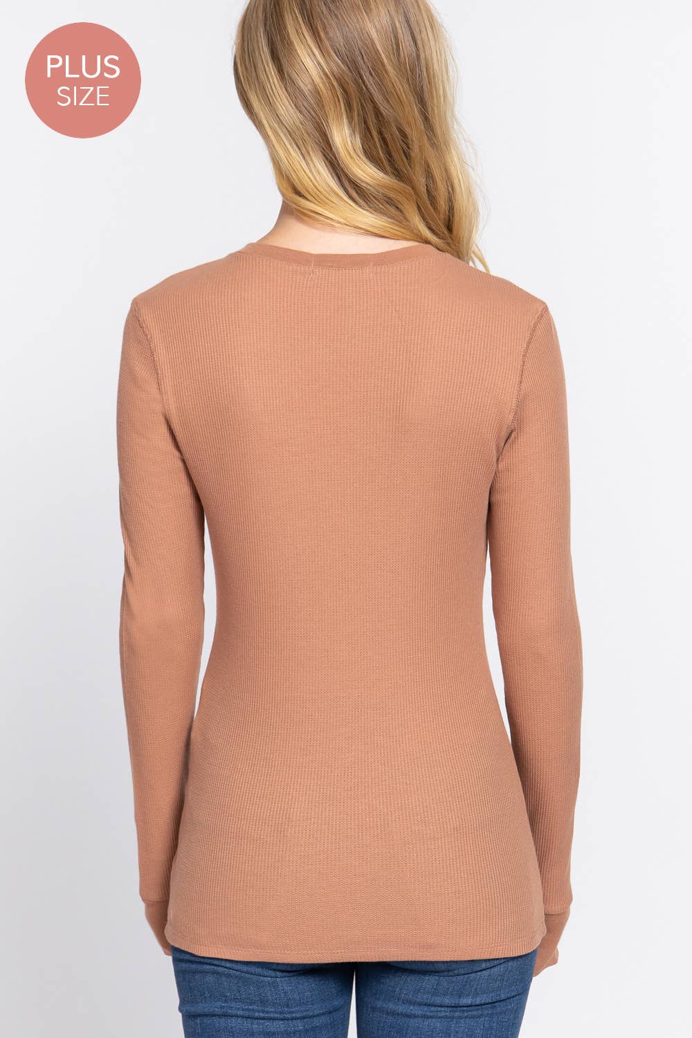 Active Basic | Active USA - Wholesale Knit Top - Women's - [PLUS SIZE] Long Sleeve Crew Neck Thermal Knit Top16