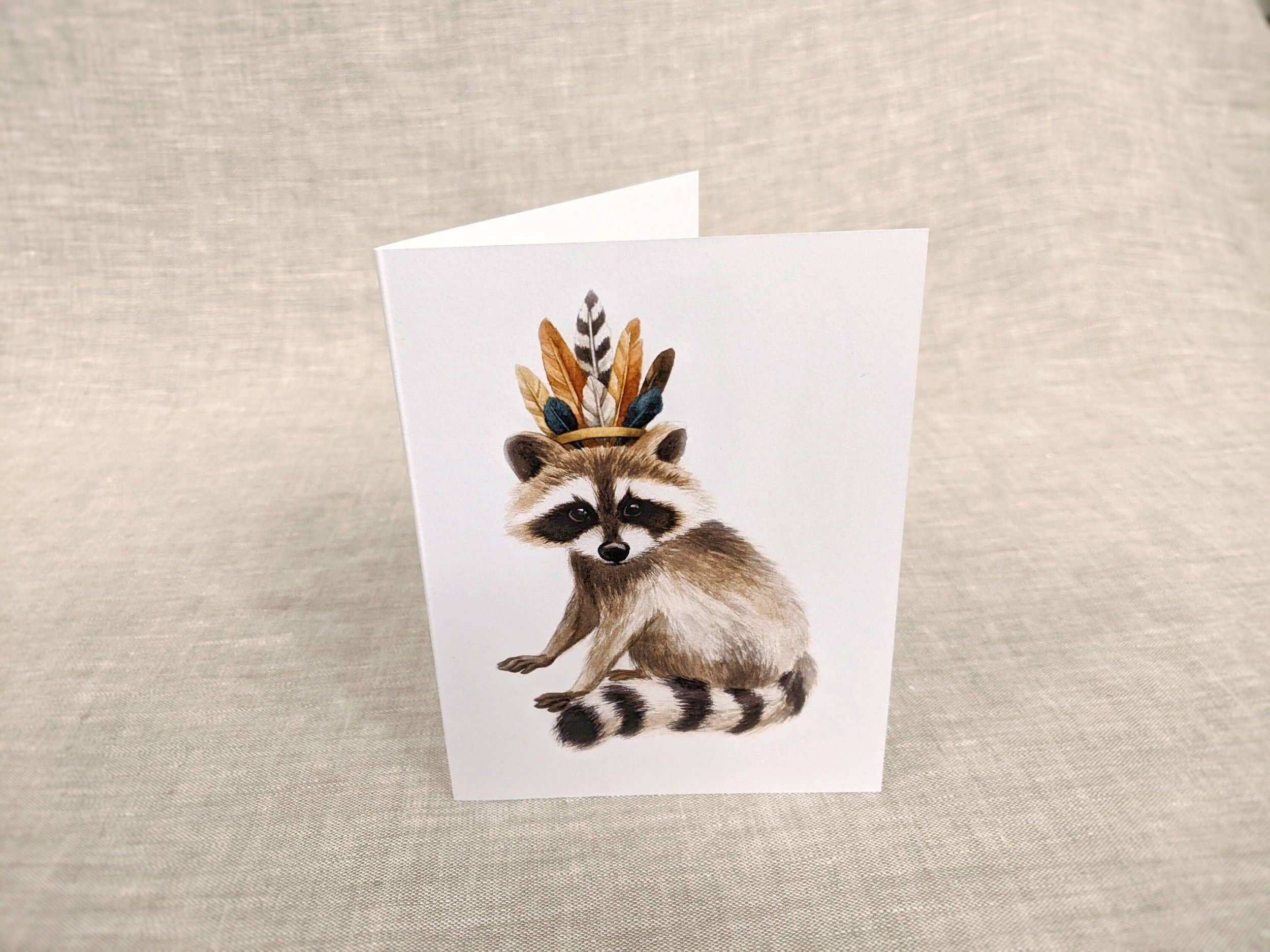 ALICIA'S INFINITY - Wholesale Everyday Greeting Card - Raccoon With Feather Crown Notecard4