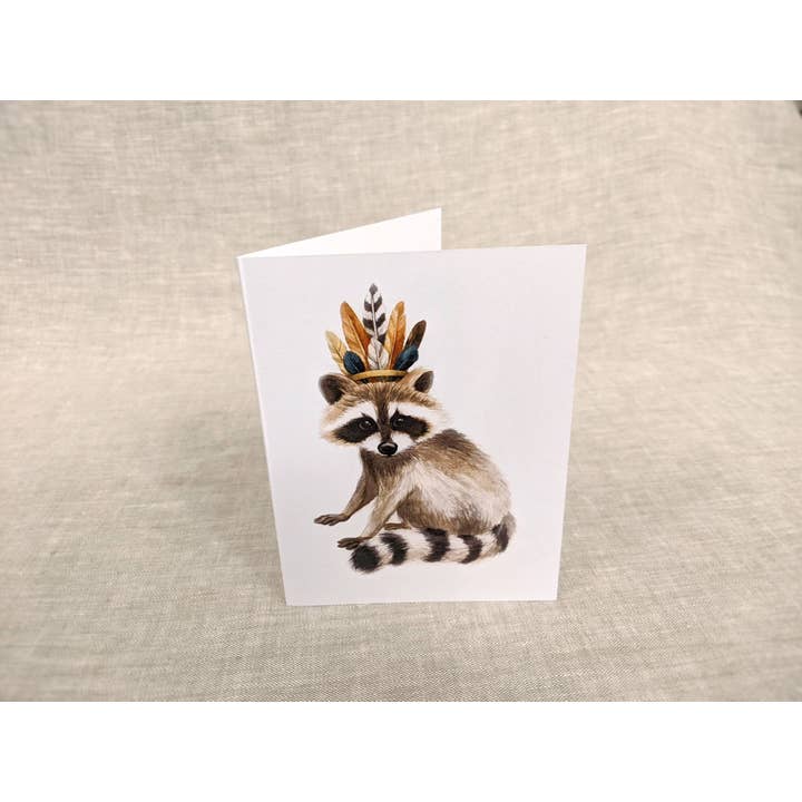 ALICIA'S INFINITY - Wholesale Everyday Greeting Card - Raccoon With Feather Crown Notecard4