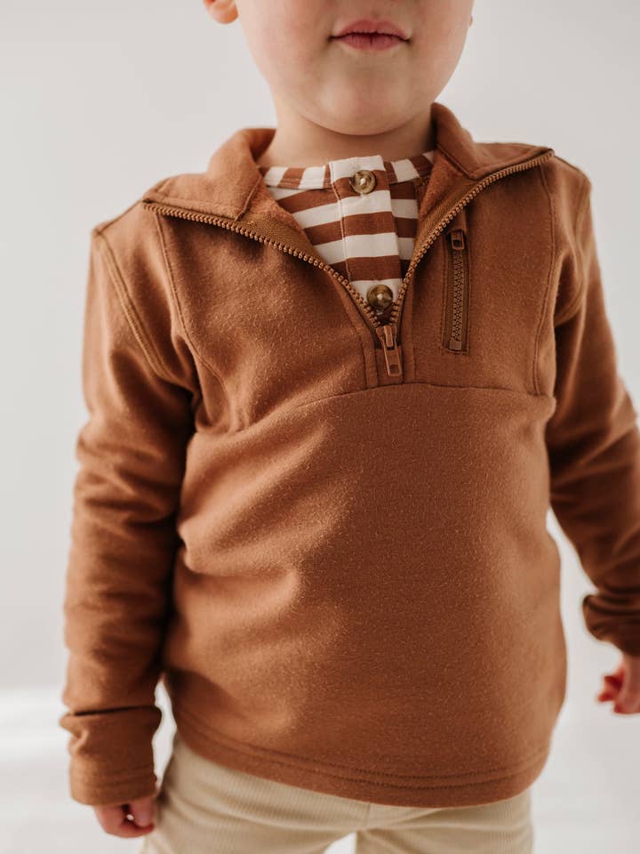 Boy's 3/4 Fleece Zip Sweatshirt Bamboo/Cotton Kids Clothing for wholesale by babysprouts clothing company