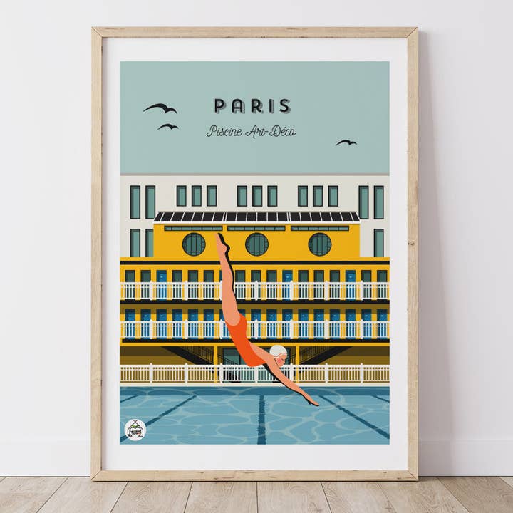 PARIS Poster - Art Deco Pool for wholesale by Les Petits Yéyés