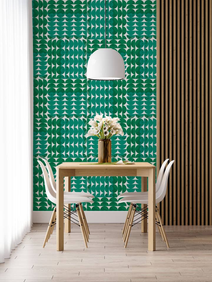 Panneau de papier peint à décoller et à coller en vinyle vert Coordinates pour la vente par SBC Decor