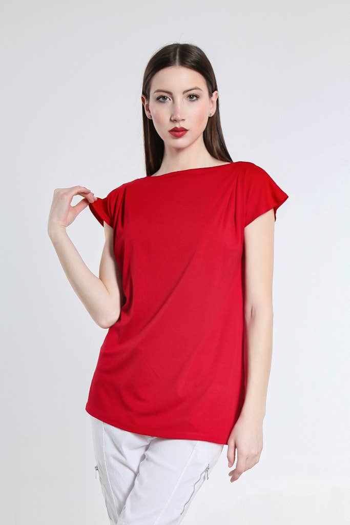 TINA Stephens Italy/Tees By Tina – Top de malha - Mulher por atacado – Kailyn Luxe - Chá de Fenda Lateral com Fenda Lateral (BSS221)20