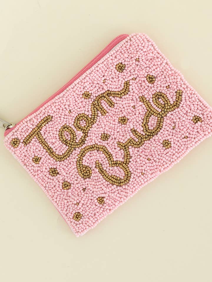 Team Bride Seed Bead Zipper Coin Purse for wholesale by SP Sophia Collection
