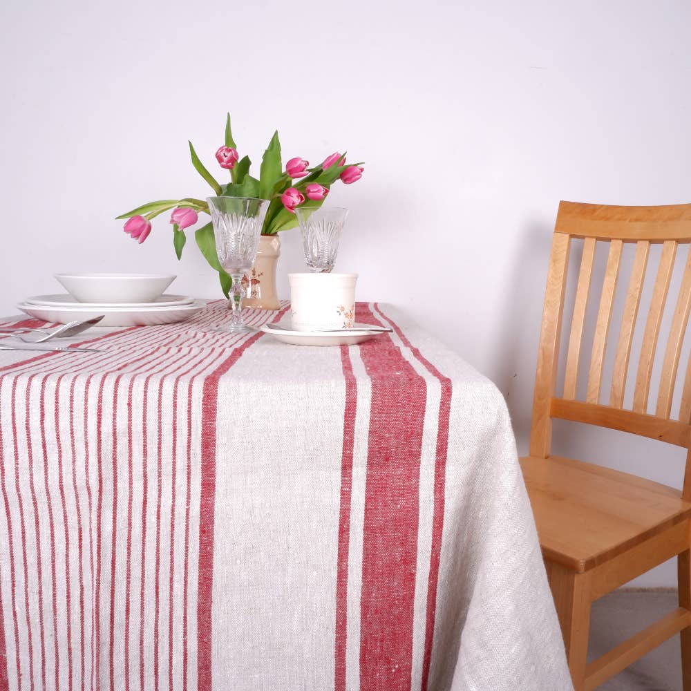 NorraVilla – wholesale Tablecloth – Linen Tablecloth Village Burgundy - Christmas Provence style5