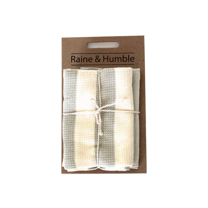 Raine & Humble - Wholesale Tea Towel - Striped Tea Towel set of 2 Sage Green