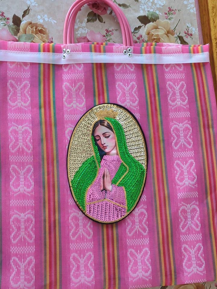 Grande sacola mexicana Mercado com Nossa Senhora de Guadalupe por atacado de The Faria