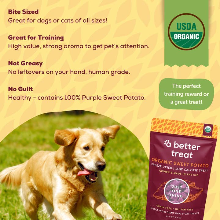 A Better Treat - Wholesale Pet Treats - Dog - Organic Freeze Dried Purple Sweet Potato Dog and Cat Treats