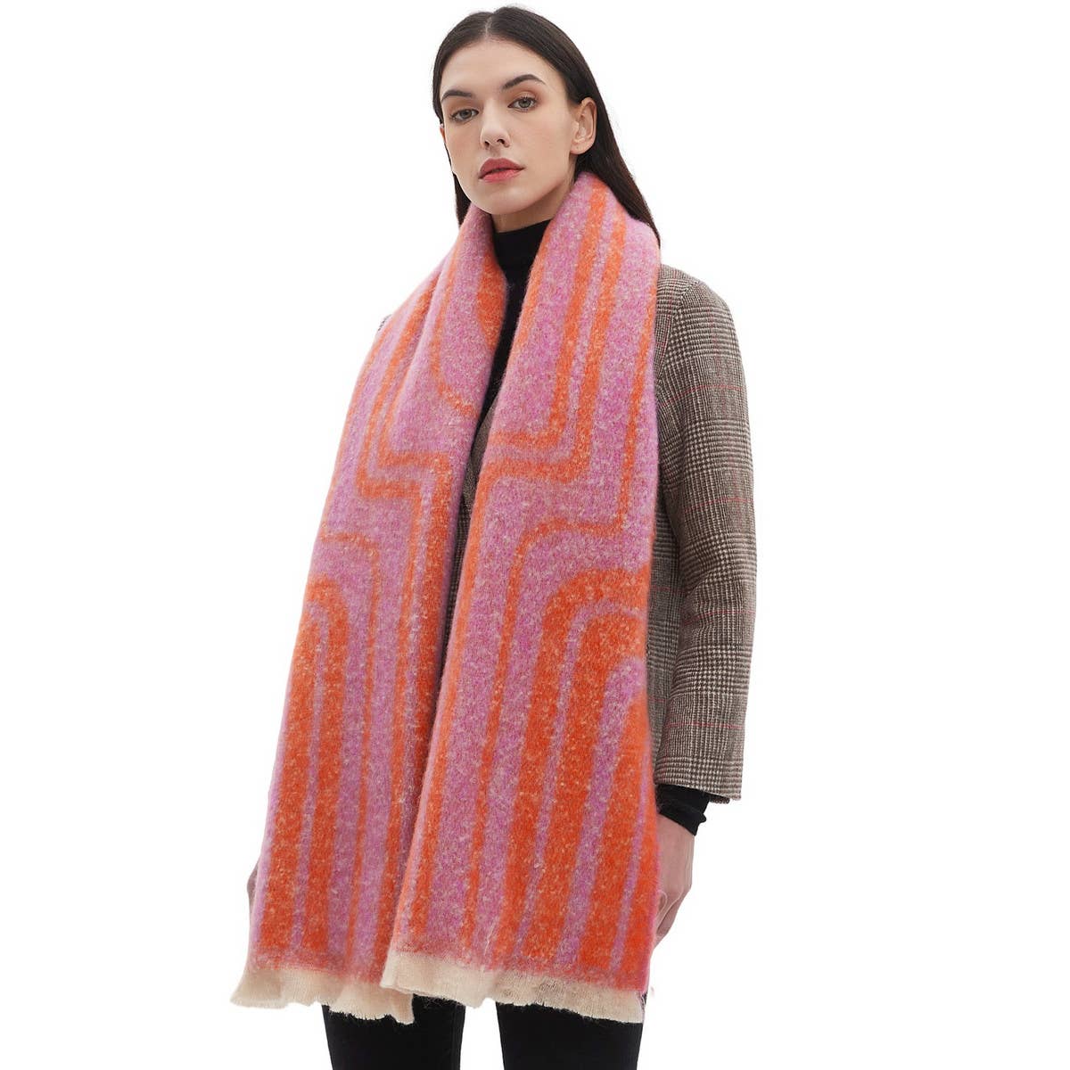 ACCITY - Wholesale Scarf - Women's - Geometric Loop Yarn Winter Scarf with  Shawl Wrap_CWASC087017