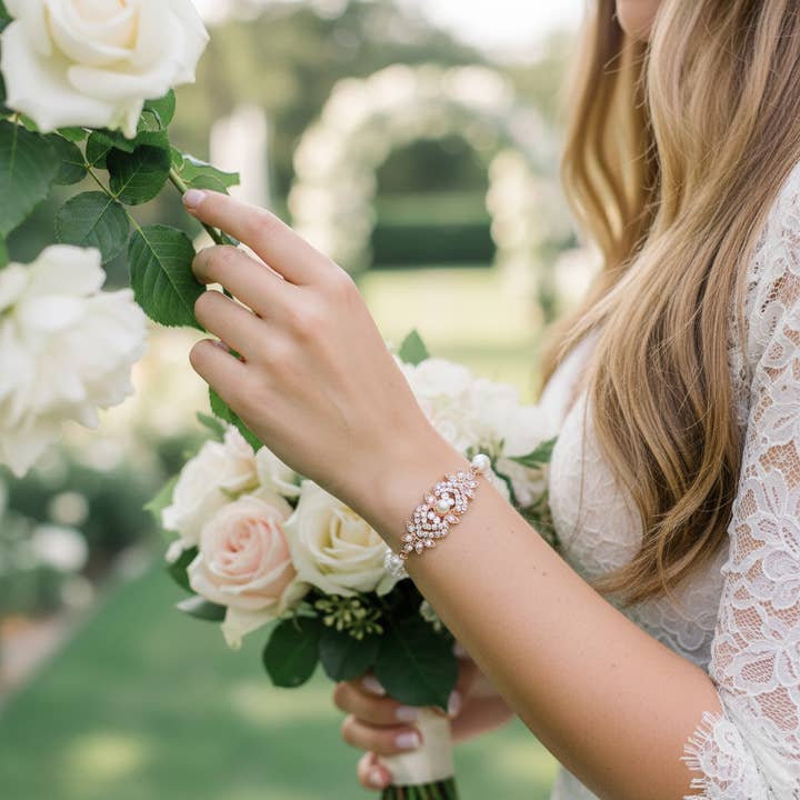 Athena Bridal Jewellery – wholesale Charm/dangle bracelet – SASSB COLLECTION - EXQUISITE VINTAGE BRACELET - ROSE GOLD2