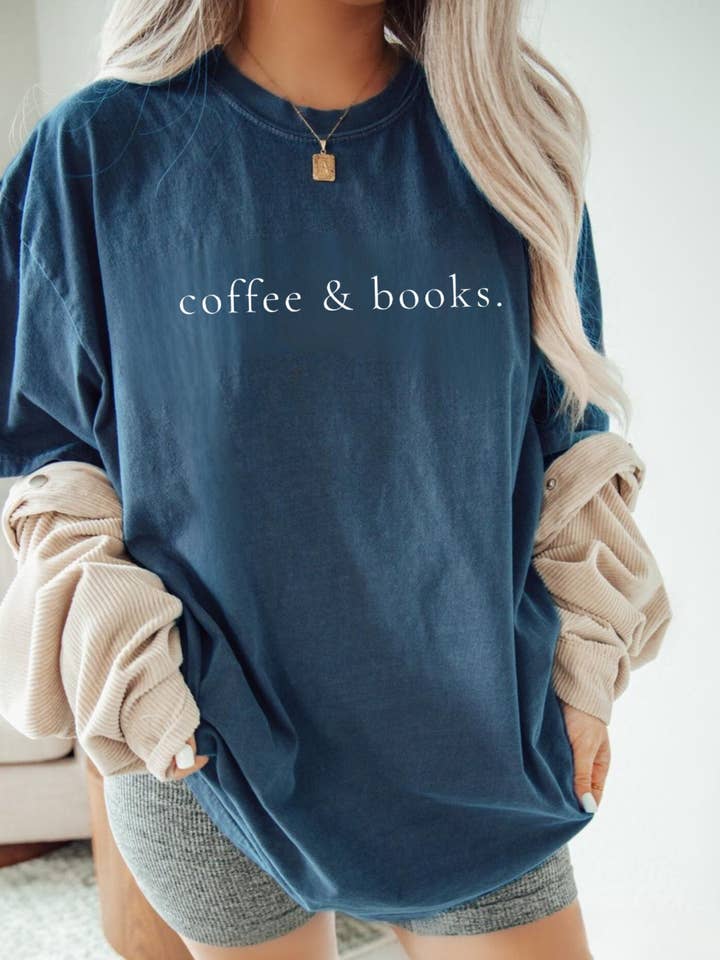 Books and coffee T-Shirt - Book Lover Graphic Tee for wholesale by Desert Raine