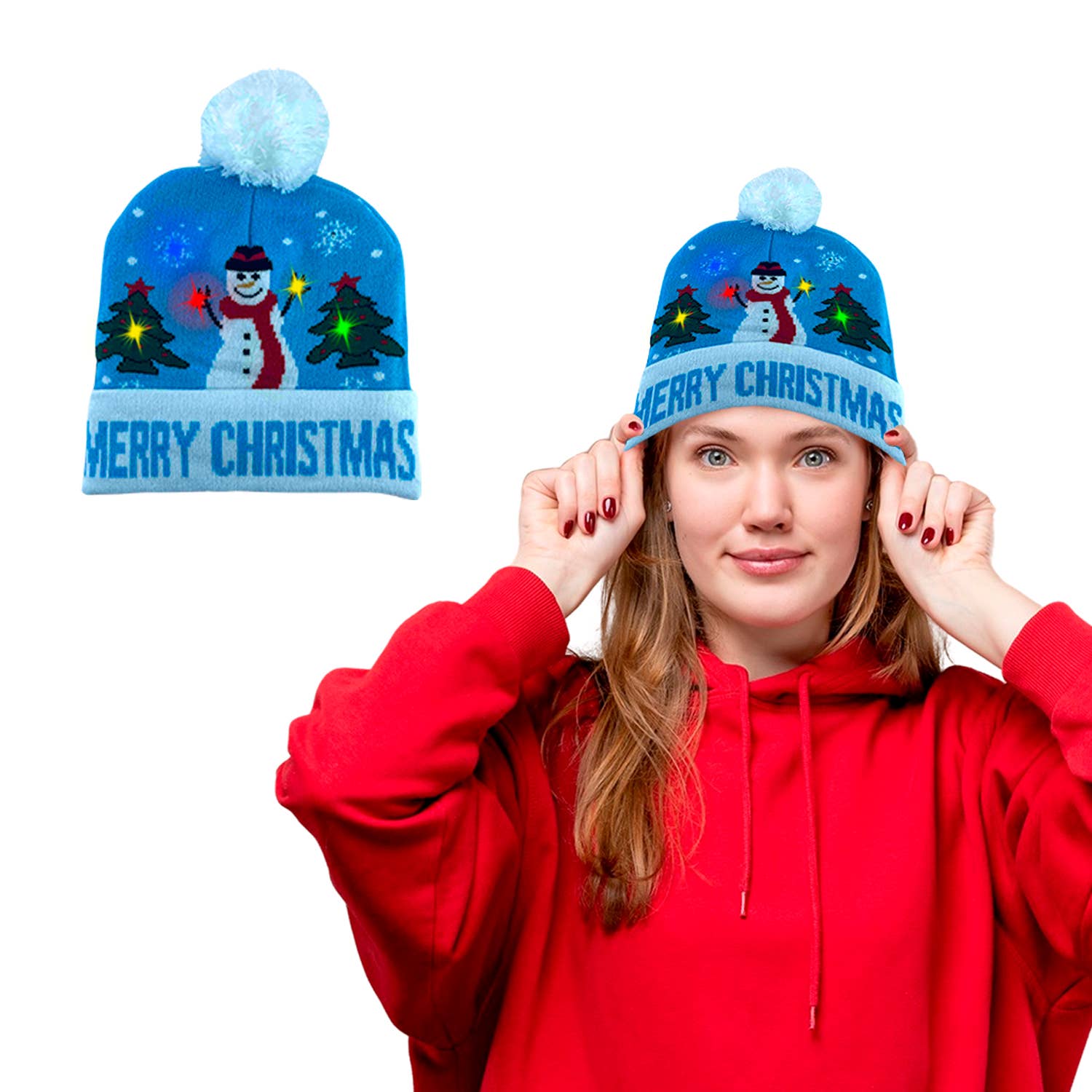 Extreme Fit Wholesale - Wholesale Beanie - Women's - Holiday 2025 Colorful Warm LED Christmas Pom Pom Beanie Hat1