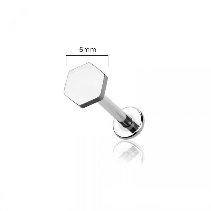 CRAVE BODY JEWELRY - Wholesale Stud/Post Earrings - HEXAGON TOP 316L SS LABRET/MONROE/CARTILAGE STUDS