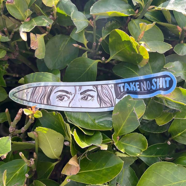 Take No Shit - Knife Sticker (Holographic) for wholesale by Liberal Jane Illustration