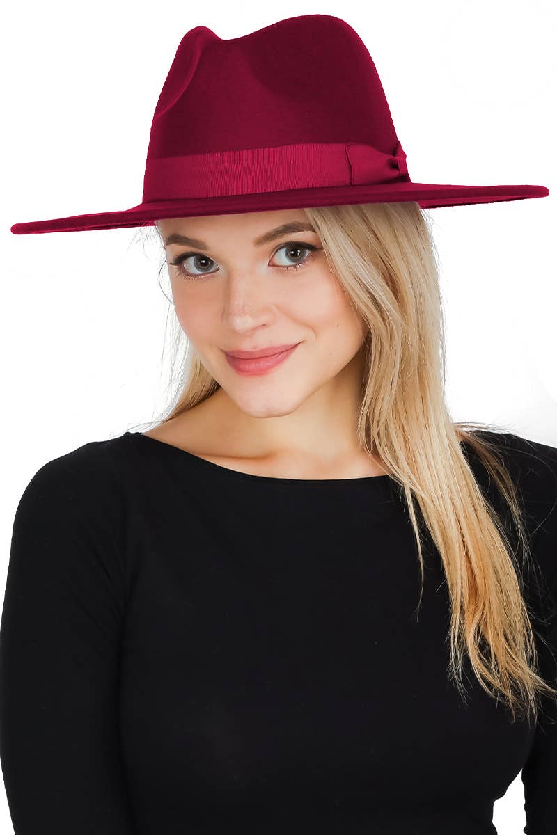 Cap Zone - Vente Chapeau en feutre – unisexe - Chapeau d'éleveur en feutre monochrome à large bord et nœud plat4