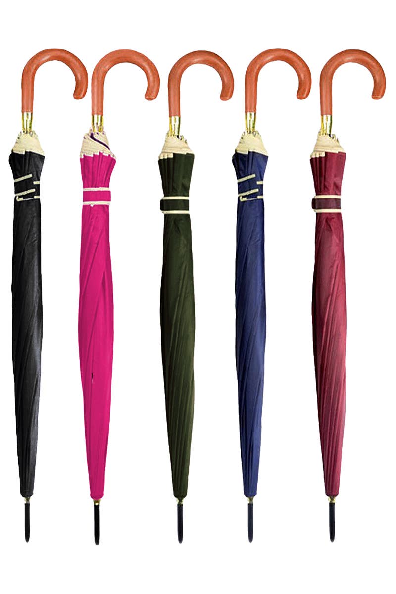 Diverse Ekstra bred stribe 16-panel træhåndtagsparaply for engroshandel på Faire1