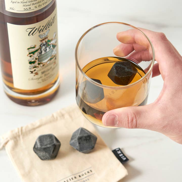 Viski - Wholesale Drink Chilling Cubes - Glacier Rocks® Hexagonal Basalt Rock Ice Stones Set of 43