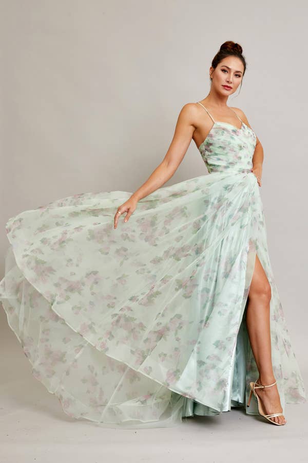 Babyfox Apparel - Wholesale Dress - Women's - Sleeveless Sweetheart A Line Floral Print Dress3