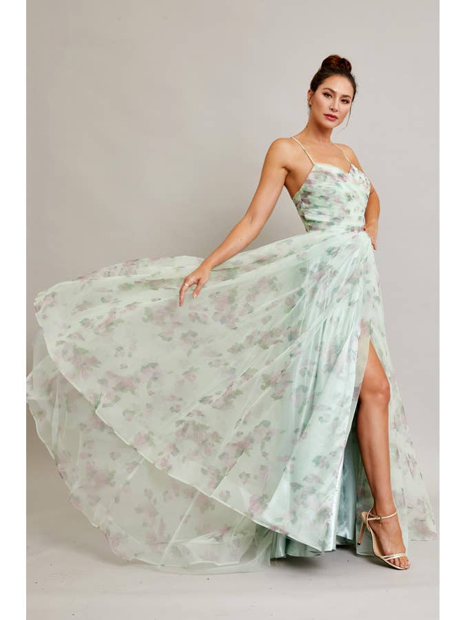 Babyfox Apparel - Wholesale Dress - Women's - Sleeveless Sweetheart A Line Floral Print Dress3